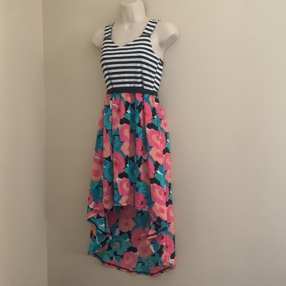 Total Girl Monochrome Striped Tee dress womans xs